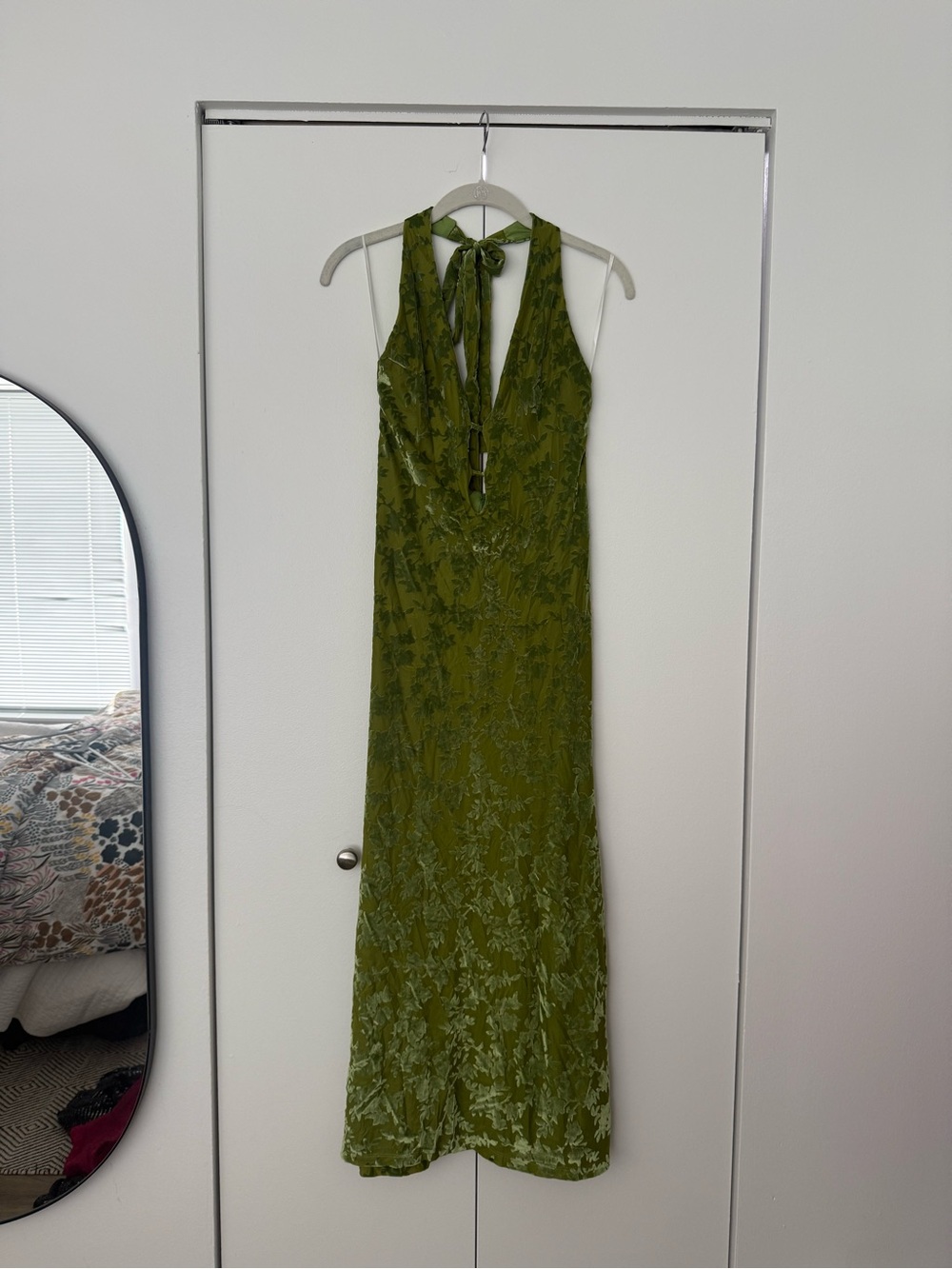 NWT - Hello Molly Green Velvet Halter Maxi Dress